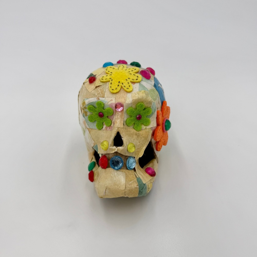 Handmade Loteria Papier Mache Sugar Skull Calavera Folk Art Rhinestone - Picture 4 of 8